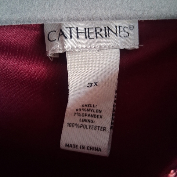 Plus Size 3x Maroon Blouse Fancy Holiday Bell Sleeve Sequin Shimmer Catherines - Picture 4 of 7